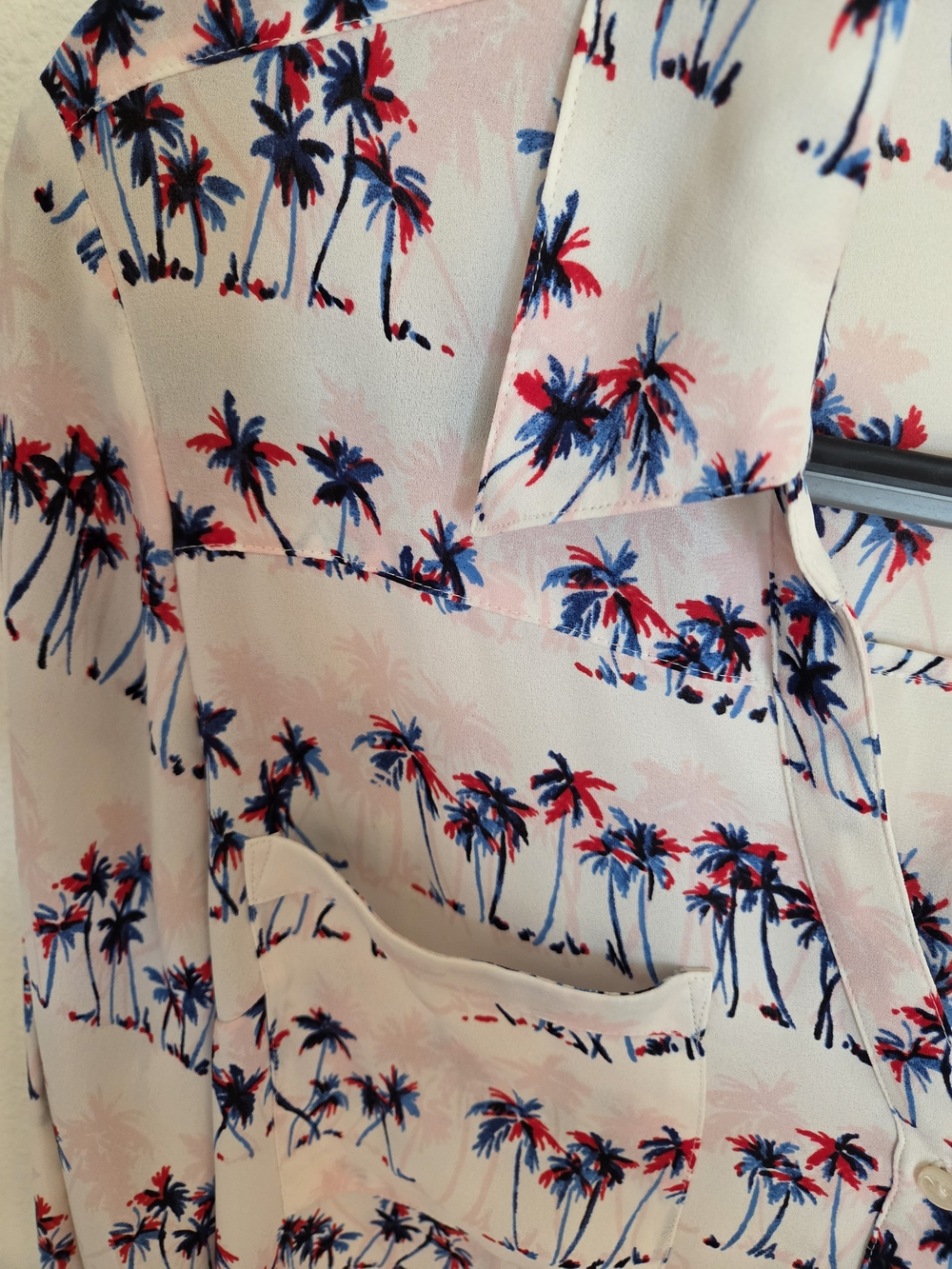 Express Red And Blue Palm-Print Button-Up Shirt - Picture 3 of 3
